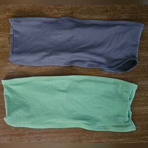 NWT Womens Stretch Tube Top BUNDLE in Mint Green and Charcoal Gray Crop Top Y2K